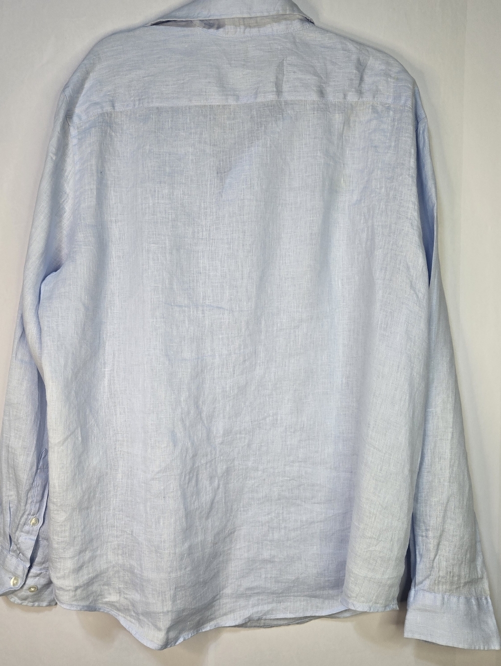 H&M Womens Size XL 100% Linen Soft Blue Slim Fit Button-Up Shirt - Picture 6 of 9